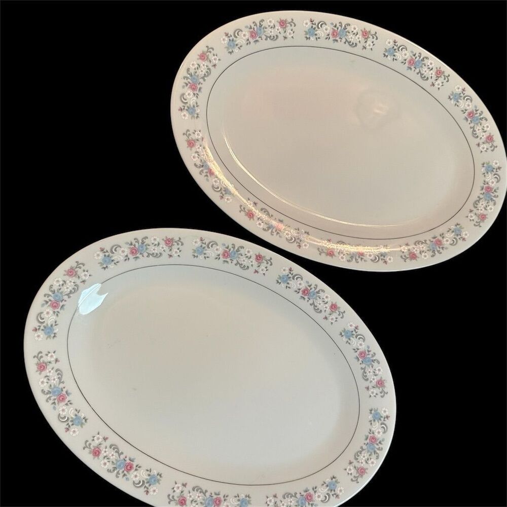 Vintage Dynasty China Rapture Floral Oval Serving Platters 14” Multicolor